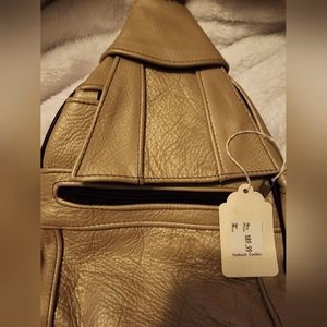 Small Leather backpack purse in Tan with gold tone